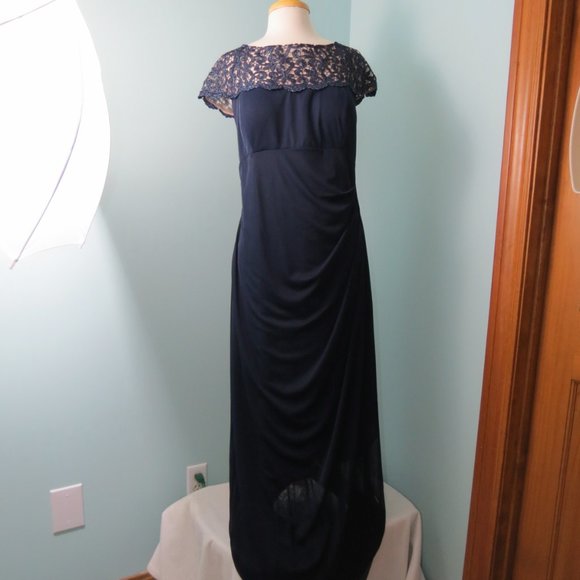 Xscape | Dresses | Nwt X By Xscape Navy Mob Formal Dress Lace Shirring ...